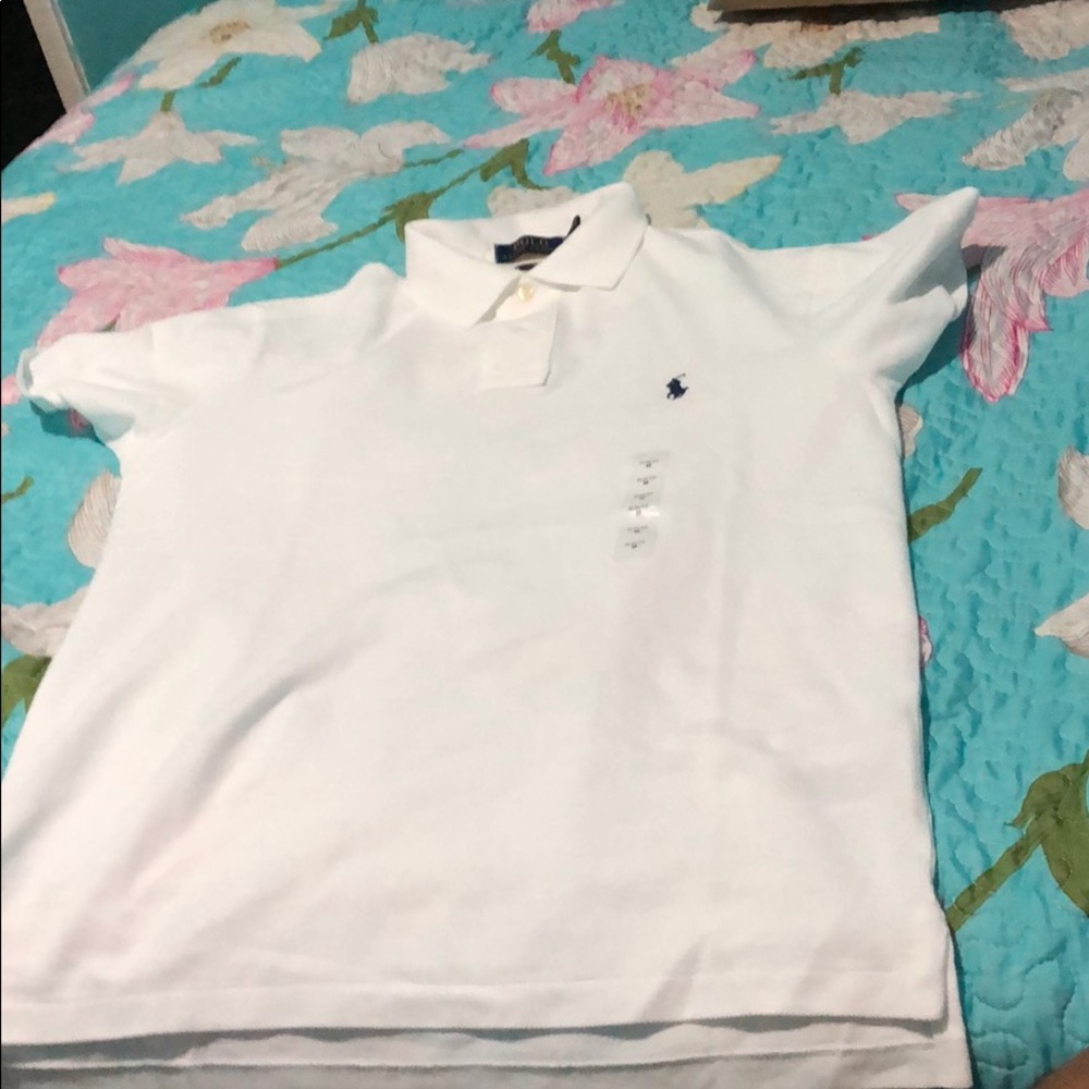 White slim fit short sleeve polo